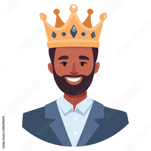 Portrait of a dignified man wearing a crown