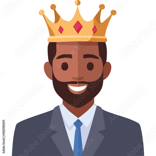 Portrait of a dignified man wearing a crown