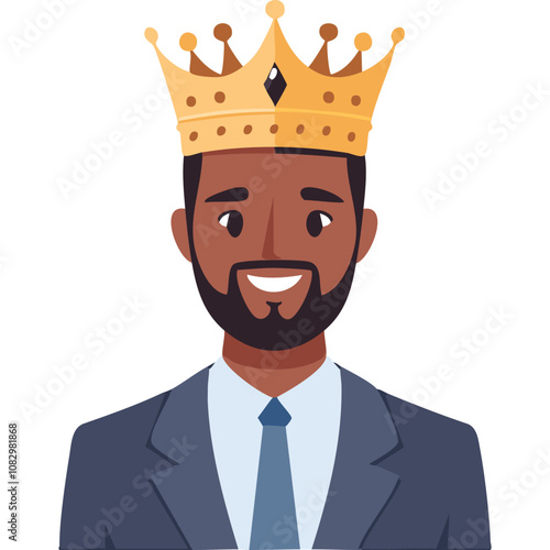 Portrait of a dignified man wearing a crown