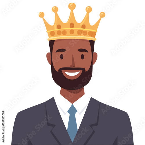 Portrait of a dignified man wearing a crown