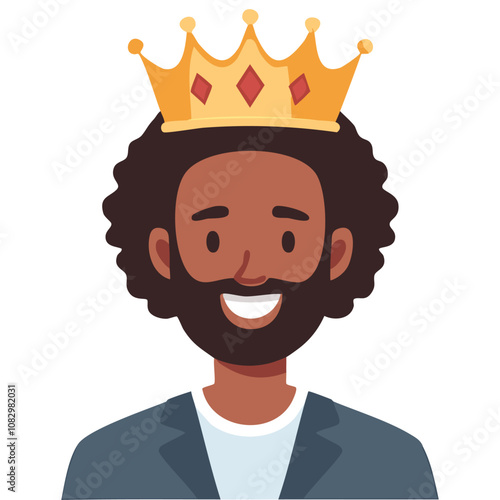 Portrait of a dignified man wearing a crown