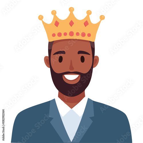 Portrait of a dignified man wearing a crown