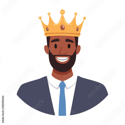 Portrait of a dignified man wearing a crown