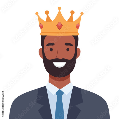 Portrait of a dignified man wearing a crown