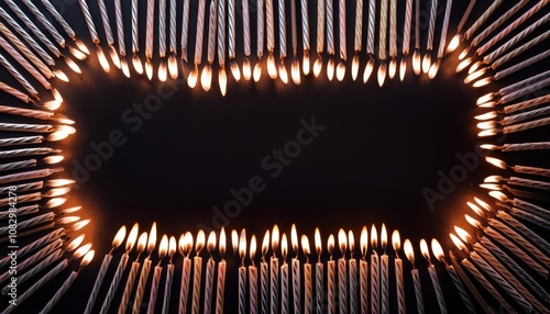 Candles are lit in a circle with a black background photo