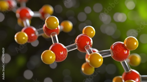 Close up of salicylic acid molecule on green background