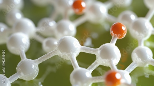 Close up of salicylic acid molecule on green background photo