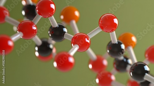 Close up of salicylic acid molecule on green background photo