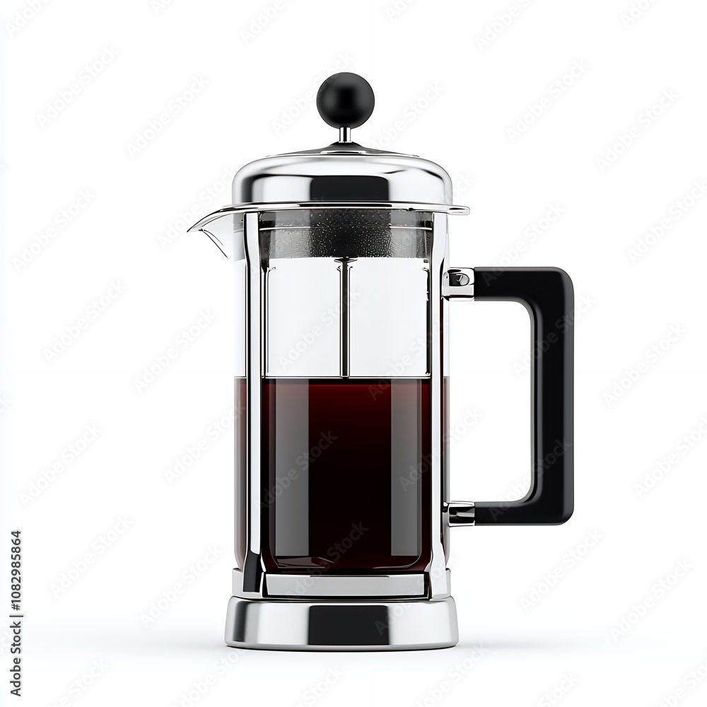 Obraz premium A french press coffee pot filled with brewed coffee.