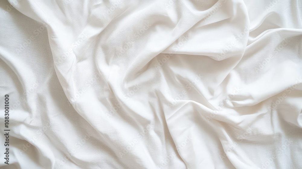 Obraz premium Soft and Elegant White Fabric with Gentle Creases and Waves, Perfect for Fashion, Product Photography, Textiles, and Backgrounds in Various Creative Projects