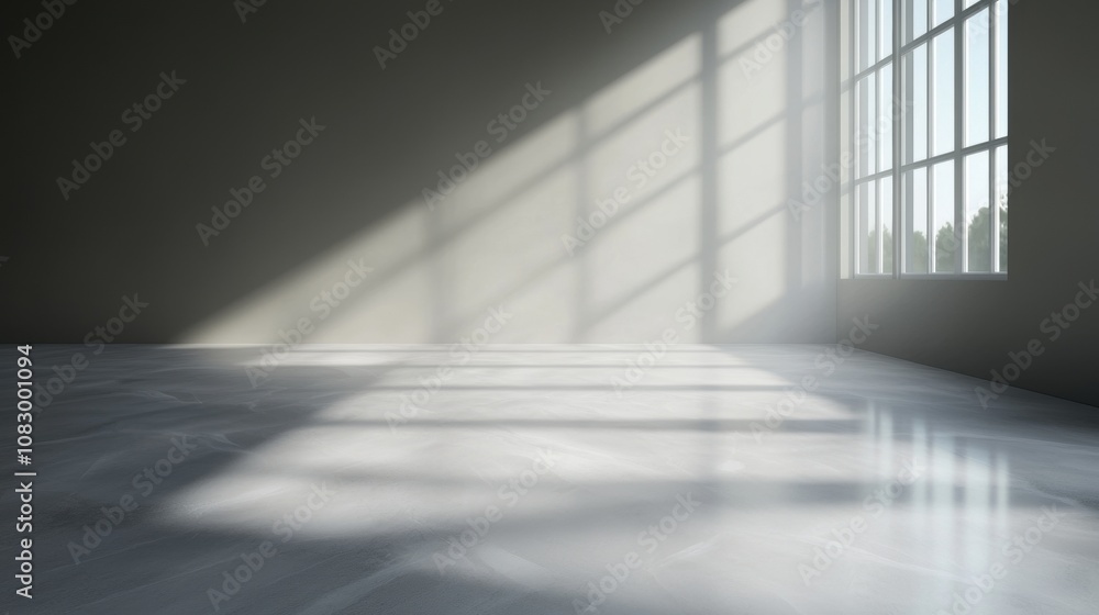 Fototapeta premium A room with a large window that is letting in sunlight