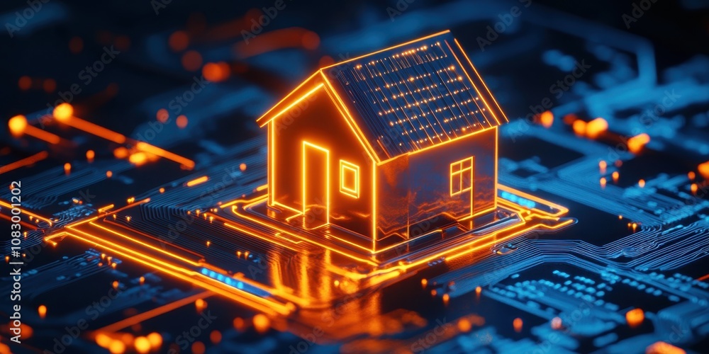 Obraz premium Digital House on Circuit Board 