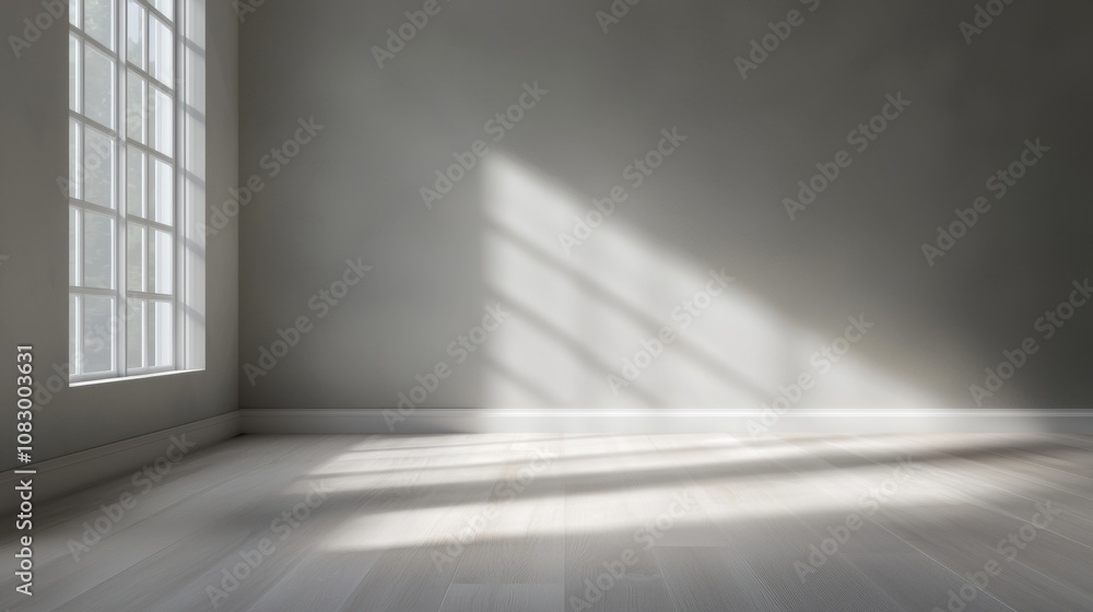 Fototapeta premium A large room with a window and a white wall