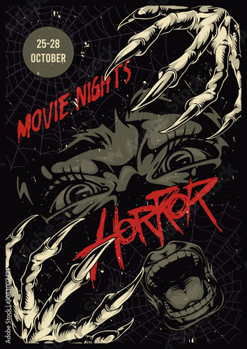Horror movie night poster for late event
