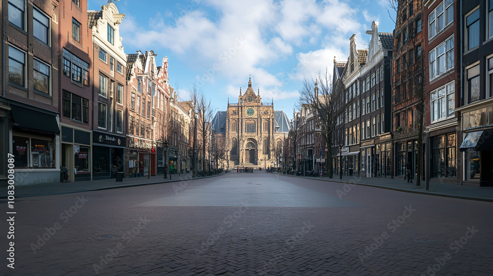 Fototapeta premium Amsterdam. Panoramic view of the historic city center of Amsterdam.