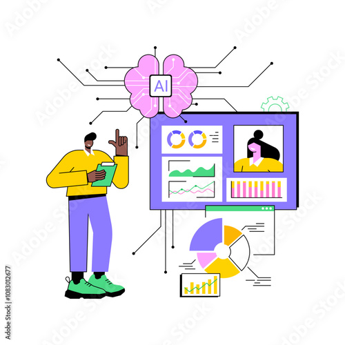 AI-Optimized HR Data Analytics abstract concept vector illustration.