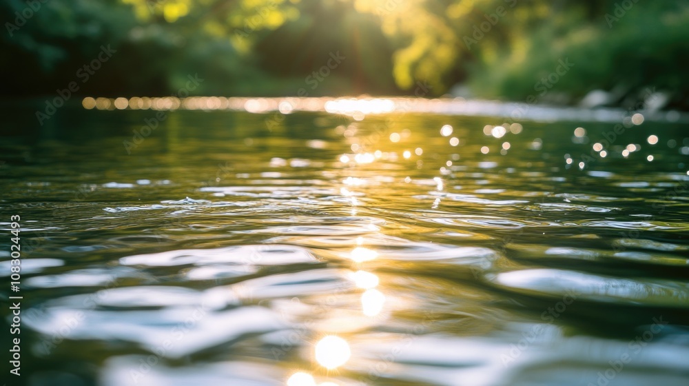 Fototapeta premium The sun's rays reflect off the surface of the water, creating a bright and clear view