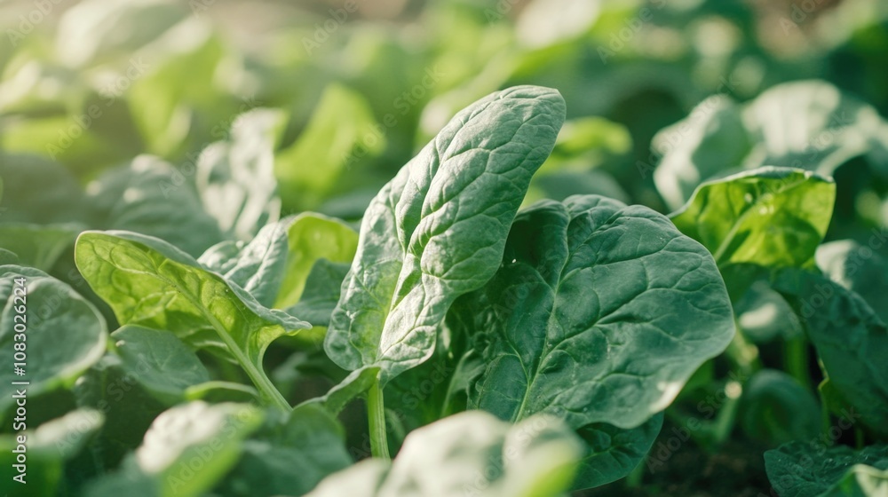 Obraz premium Fresh spinach leaves and stems on a white background