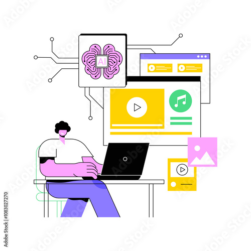 AI-Powered Content Creation abstract concept vector illustration.