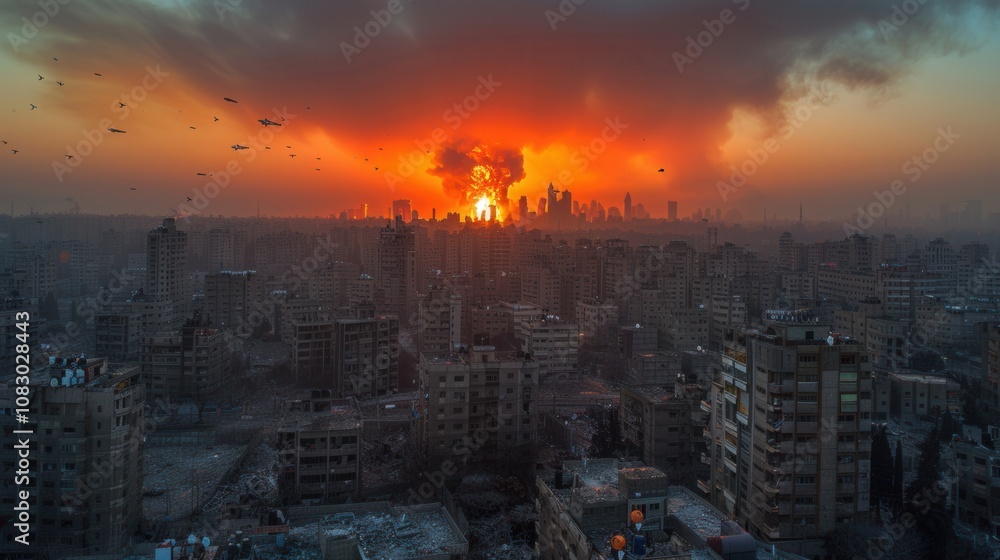 Fototapeta premium Dusk Chaos in Fiery Cities