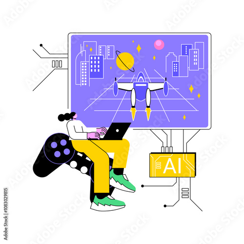 AI-Enhanced Gaming abstract concept vector illustration.