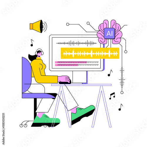 AI-Generated Music Composition abstract concept vector illustration.