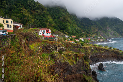 Seixal cliff edge Madeira Portugal