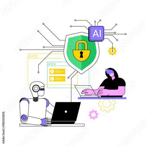 AI-Powered Content Protection abstract concept vector illustration.
