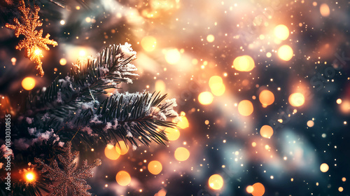 Wallpaper Mural Abstract Christmas blurred background. Golden bokeh backdrop, winter theme, holiday concept. Torontodigital.ca