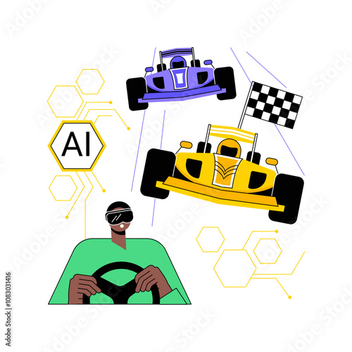 AI-Enhanced Virtual Reality abstract concept vector illustration.