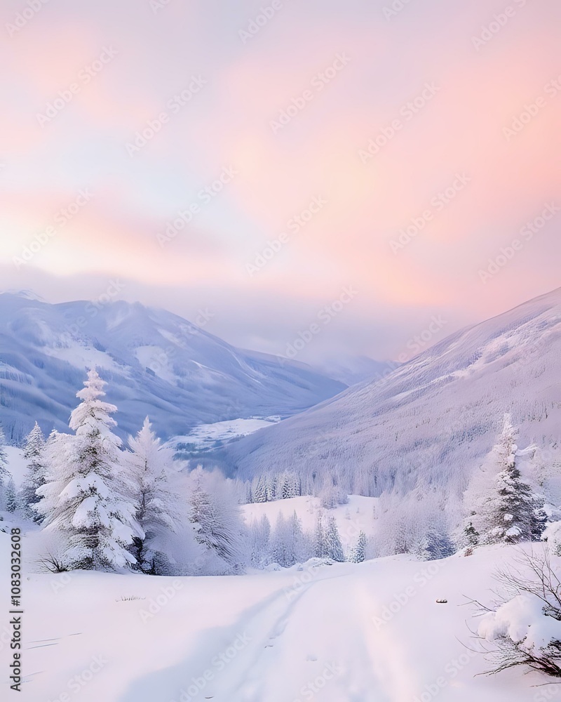 Obraz premium image d'un paysage de campagne sous la neige