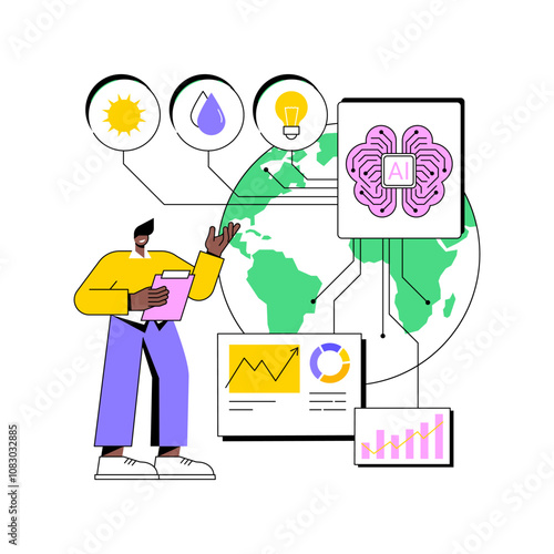 AI-Powered Resource Management abstract concept vector illustration.