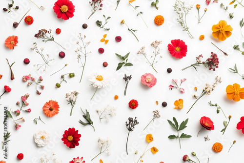 Colorful Floral Pattern on White Background
