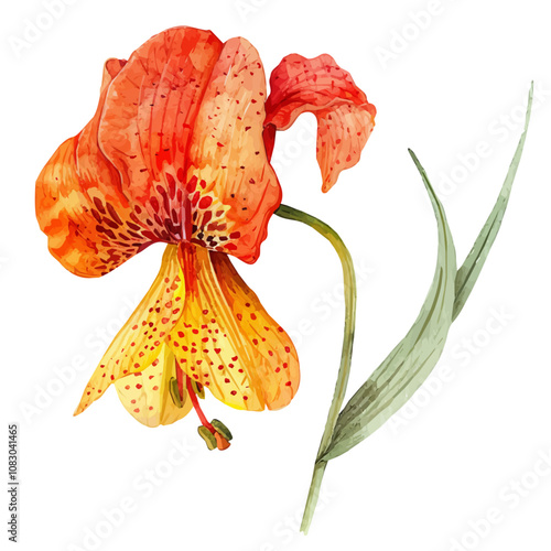 A watercolor vector of Tigridia flower, isolated on a white background. Tigridia vector. photo