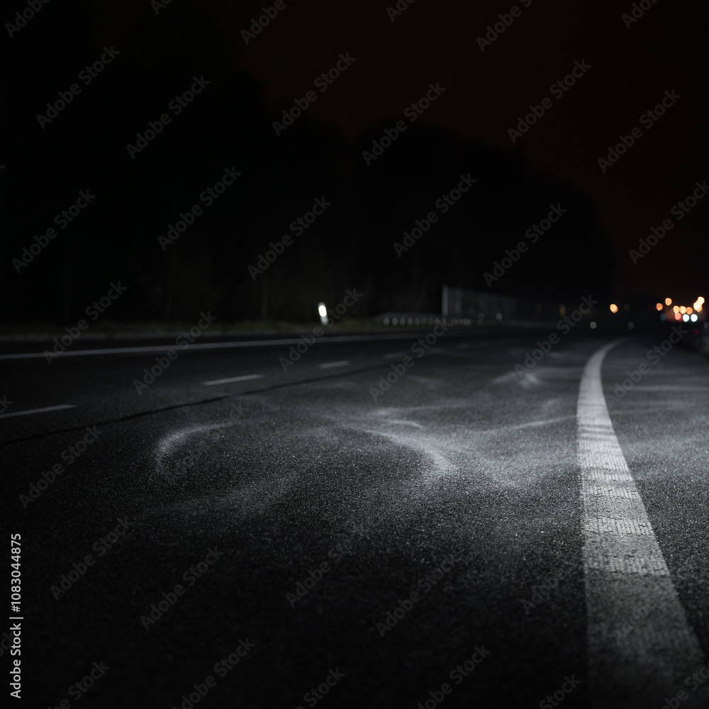 Road salt - Sprinkling salt on the road - against icing