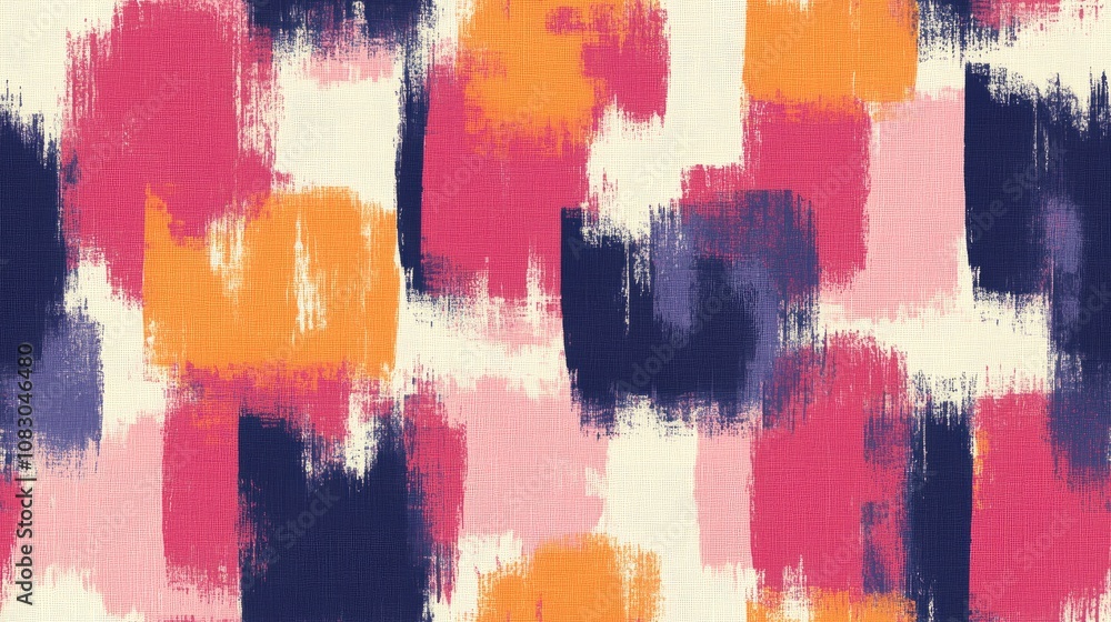 Fototapeta premium Brushed painted abstract background with vibrant strokes seamless pattern for fabric and wallpaper design