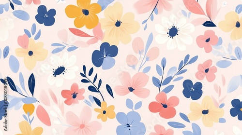 Seamless abstract blossom pattern with gentle colors ideal for boutique branding flower shop design and interior aesthetics