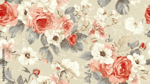 Elegant floral pattern with textile and digital design