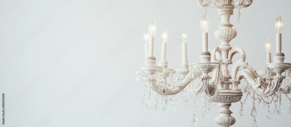 Obraz premium Vintage style chandelier with ornate details against a white background perfect for interior design projects