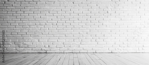 View of pristine white brick wall in bright empty room ideal backdrop for photography or interior design projects