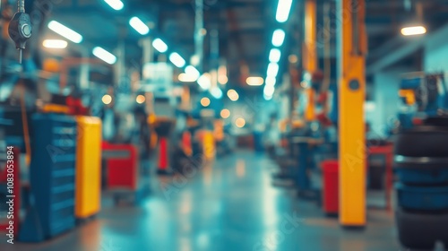 Wallpaper Mural Blurred image of a vehicle service center showcasing modern tools and technology Torontodigital.ca