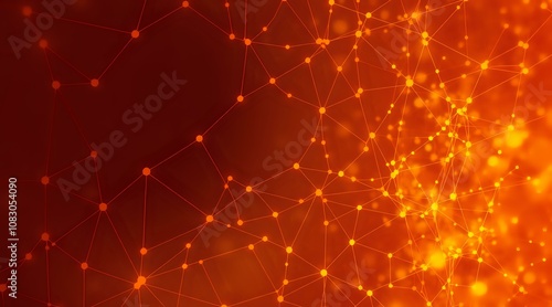 Infinite Fractal Network - Orange Connections on Dark Background
