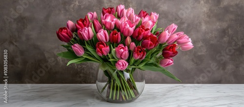 Wallpaper Mural Vibrant spring bouquet of red and pink tulips arranged in a clear glass vase perfect for home decor or celebration Torontodigital.ca