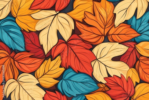 Wallpaper Mural Colorful autumn leaves in various shades covering the ground, creating a vibrant tapestry of nature's beauty in fall Torontodigital.ca