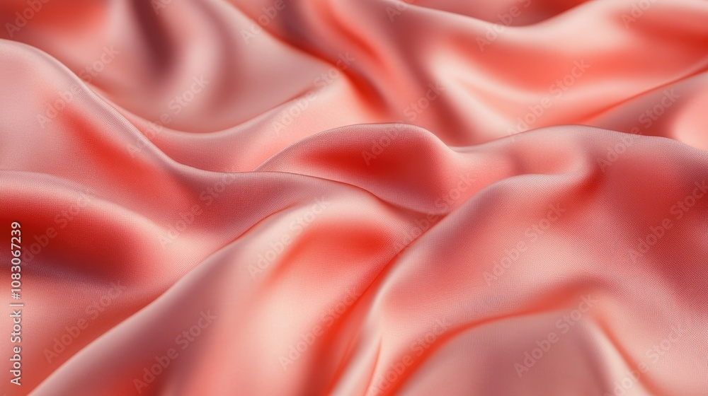 Obraz premium Graceful Waves of Coral Fabric in a Luxurious Satin Texture