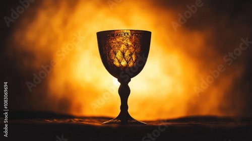 Medieval wine goblet silhouette photo