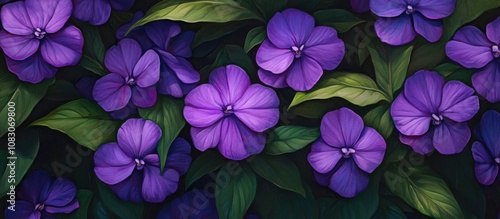 Artwork featuring vibrant purple Impatiens sodenii flowers photo