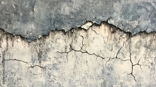 Painting of a textured surface featuring a cracked concrete wall