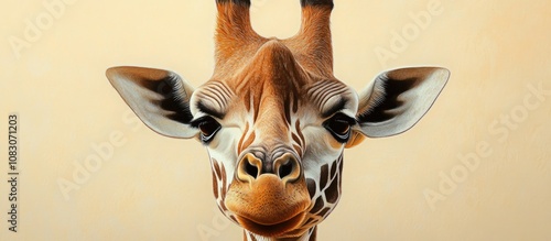 Close up view of a giraffe s head from beneath