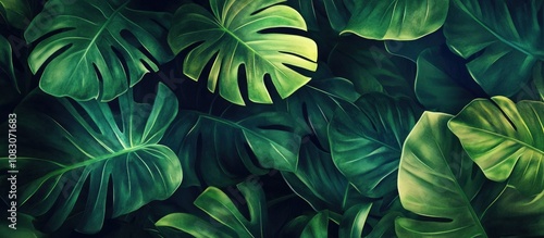 Tropical leaf design artwork for wallpaper mural